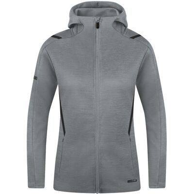 JAKO Freizeitjacke Challenge mit Kapuze (steingrau meliert/schwarz / Größe 36 / Damen) JAKO Freizeitjacke Challenge mit Kapuze (steingrau meliert/schwarz / Größe 36 / Damen)