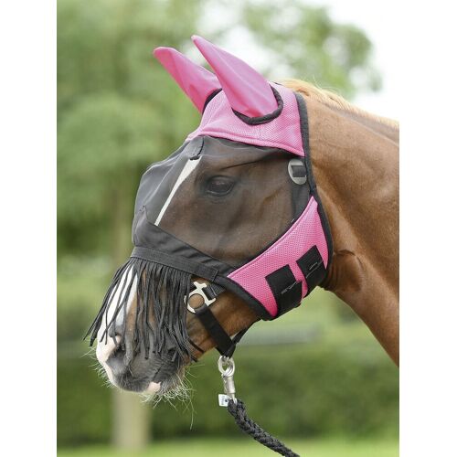 Busse Fliegenmaske Fly Cover Fransen, pink-schwarz XWB
