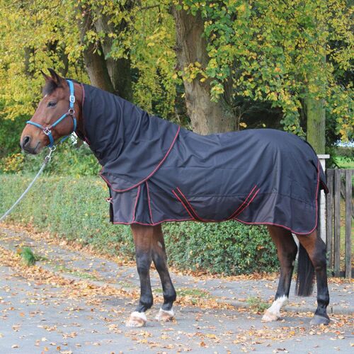 Euroriding Outdoor Decke NARVA 1200D 250g, schwarz/rot 115