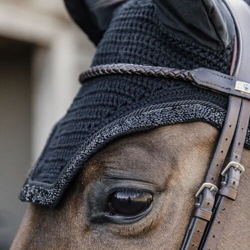 Kentucky Horsewear Fliegenhaube WELLINGTON GLITTER STONE Full schwarz
