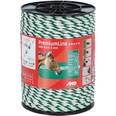 AKO Weidezaun AKO Seil Prem.Line, 200m, 6,5mm, weiß/grün, 6x0,2 Niro,3x0,25Cu AKO Weidezaun AKO Seil Prem.Line, 200m, 6,5mm, weiß/grün, 6x0,2 Niro,3x0,25Cu