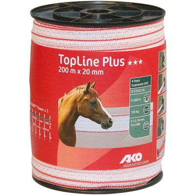 AKO Top Line Plus Pferdezaunband - Weiß - 20mm x 200m AKO Top Line Plus Pferdezaunband - Weiß - 20mm x 200m