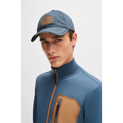 Boss Equestrian Cap LEATHER VINTAGE PATCH nothern blue 55 Boss Equestrian Cap LEATHER VINTAGE PATCH nothern blue 55