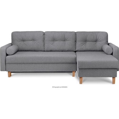 Konsimo Ecksofa für das Wohnzimmer rechts oder links in Dunkelgrau ERISO