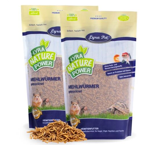 Lyra Pet GmbH 2 x 10 Liter Lyra Pet® Mehlwürmer getrocknet im Beutel