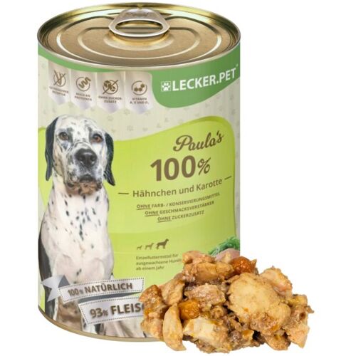 12 x 400 g Lecker.Pet® Paula's 100 % Hähnchen und Karotte Hundefutter Nassfutter