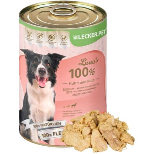 24 x 400 g Lecker.Pet® Luna's 100 % Huhn und Pute Hundefutter Nassfutter