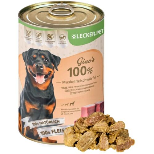 24 x 400 g Lecker.Pet® Gino's 100 % Muskelfleischwürfel Rind & Schwein Hundefutter Nassfutter