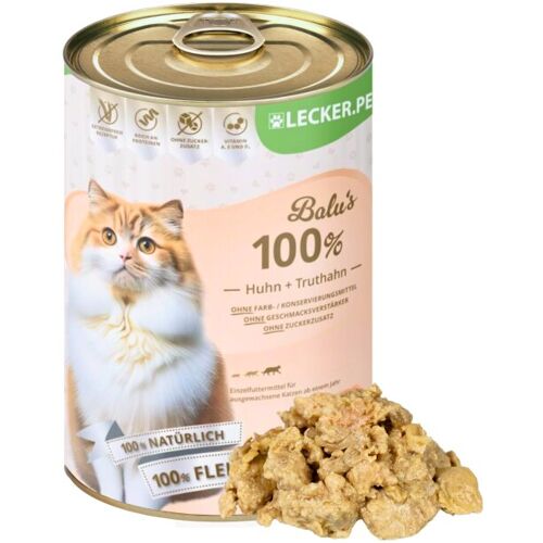 18 x 400 g Lecker.Pet® Balu's 100 % Huhn und Truthahn Katzenfutter Nassfutter