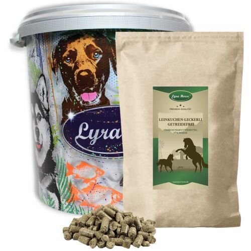 5 kg Lyra Horse® Leinkuchen Leckerli in 30 L Tonne