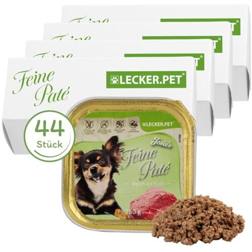 Lyra Pet GmbH 44 x 150 g Lecker.Pet® Josie's Feine Paté Reich an Kalb Hundefutter Nassfutter Vollnahrung