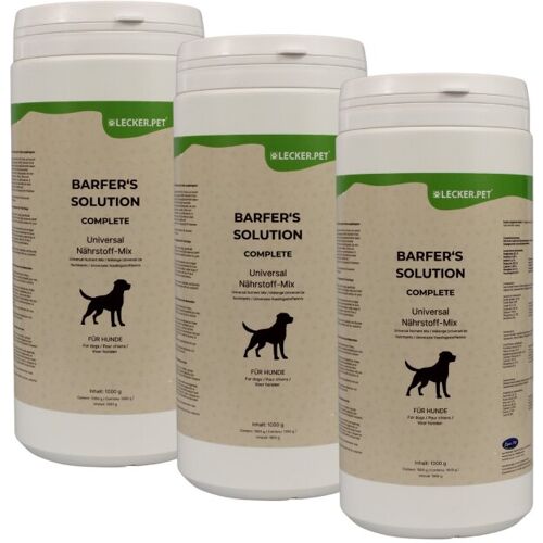 3 x 1 kg Lecker.Pet® Barfer's Solution Complete Universal Nährstoff Mix Pulver für Hunde