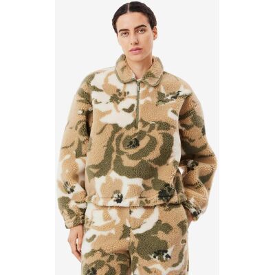 Lacoste Flower Half Zip Damen Sweatshirt beige/weiß - 38 female Lacoste Flower Half Zip Damen Sweatshirt beige/weiß - 38 female