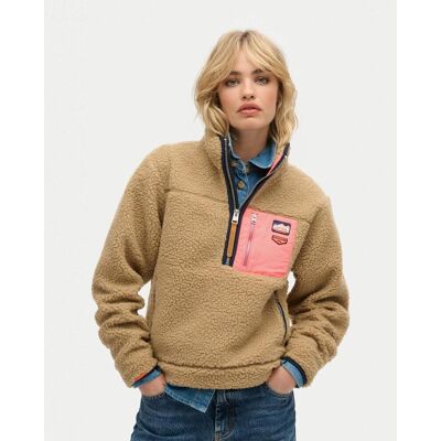 Superdry Vintage Retro Damen Fleecejacke beige rosa - S female Superdry Vintage Retro Damen Fleecejacke beige rosa - S female