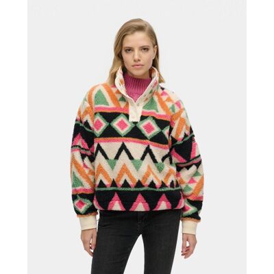 Superdry Super Soft Printed Damen Fleecejacke schwarz orange rosa - XS female Superdry Super Soft Printed Damen Fleecejacke schwarz orange rosa - XS female