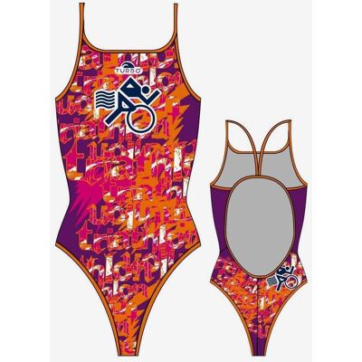 Badeanzug Turbo Multi Triathlon dünne Streifen orange rosa Frau - L female Badeanzug Turbo Multi Triathlon dünne Streifen orange rosa Frau - L female