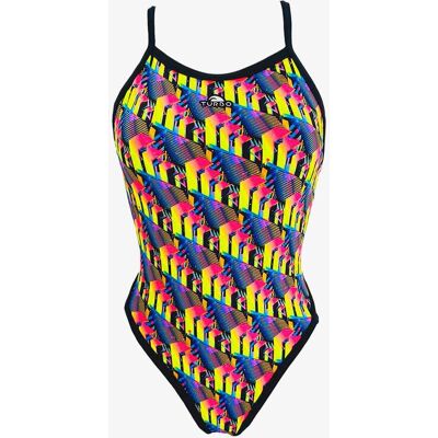 Turbo Revolution 80's Lines Damen Badeanzug gelb blau rosa - 3XL female Turbo Revolution 80's Lines Damen Badeanzug gelb blau rosa - 3XL female