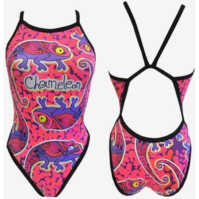 Badeanzug Turbo Chameleon Revolution zieht dünne rosa Frau - L female Badeanzug Turbo Chameleon Revolution zieht dünne rosa Frau - L female