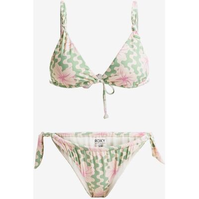 Roxy Marinha Hibiscus Daze Elongated Tri Damen Bikini grün/rosa - XS female Roxy Marinha Hibiscus Daze Elongated Tri Damen Bikini grün/rosa - XS female