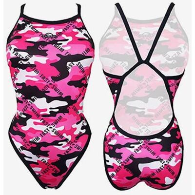 Turbo Revolution Camo Letters Damen Badeanzug pink/weiß/schwarz - 5XL female Turbo Revolution Camo Letters Damen Badeanzug pink/weiß/schwarz - 5XL female