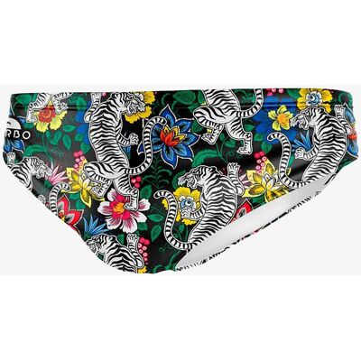Turbo Flowers And Tigers Brief Badehose gelb blau grün - XL male Turbo Flowers And Tigers Brief Badehose gelb blau grün - XL male