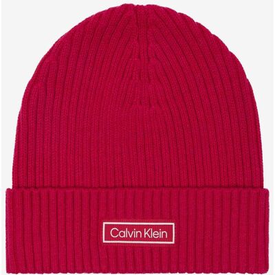 Calvin Klein Patch Chunky Rib Mütze rot unisex Calvin Klein Patch Chunky Rib Mütze rot unisex
