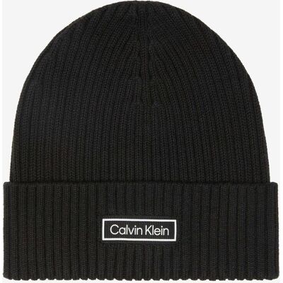 Calvin Klein Patch Chunky Rib Mütze schwarz unisex Calvin Klein Patch Chunky Rib Mütze schwarz unisex