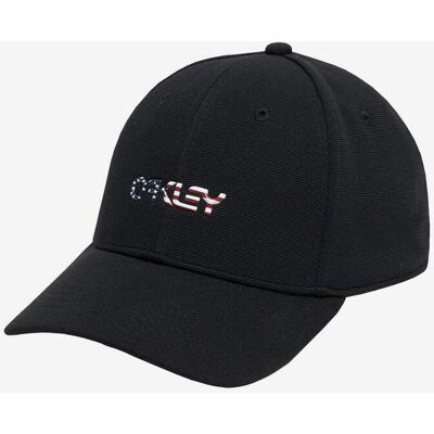 Oakley 6 Panel Stretch Metallic Kappe schwarz mit USA-Logo - S-M unisex Oakley 6 Panel Stretch Metallic Kappe schwarz mit USA-Logo - S-M unisex