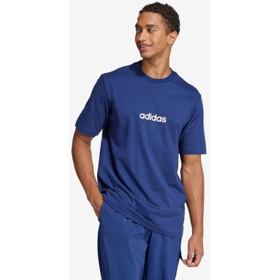 adidas Essentials Linear Single T-Shirt elektrisch-blau/schneeweiß - XS male adidas Essentials Linear Single T-Shirt elektrisch-blau/schneeweiß - XS male