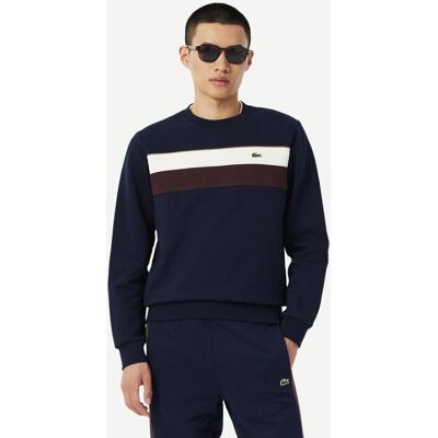 Lacoste Colour-Block Fleece Sweatshirt marineblau braun weiß - XS male Lacoste Colour-Block Fleece Sweatshirt marineblau braun weiß - XS male