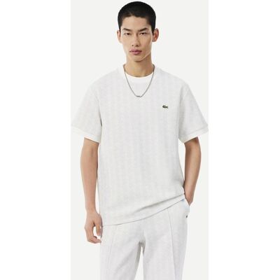 Lacoste Monogram Jacquard T-Shirt weiß creme - XL male Lacoste Monogram Jacquard T-Shirt weiß creme - XL male