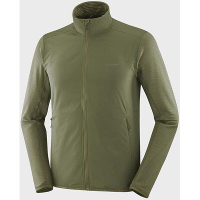 Salomon Essential Lightwarm Hybrid Fleecejacke grün khaki - L male Salomon Essential Lightwarm Hybrid Fleecejacke grün khaki - L male