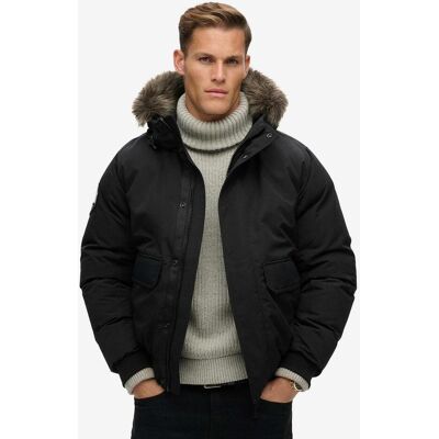 Superdry Everest Faux Bomber Kapuzenjacke pechschwarz - M male Superdry Everest Faux Bomber Kapuzenjacke pechschwarz - M male
