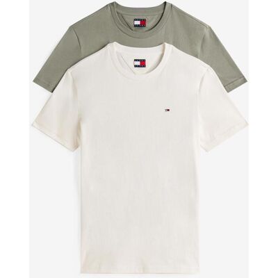 Tommy Hilfiger Slim Logo T-Shirt weiß grün (2er-Pack) - S male Tommy Hilfiger Slim Logo T-Shirt weiß grün (2er-Pack) - S male