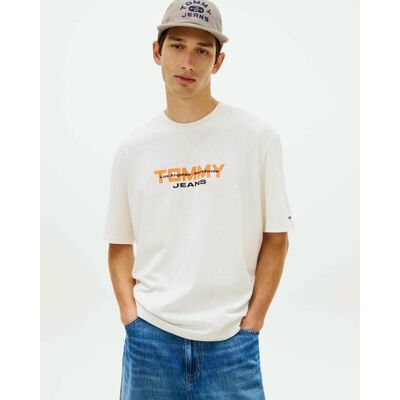 Tommy Hilfiger Tommy Jeans 90S Block T-Shirt weiß orange - L male Tommy Hilfiger Tommy Jeans 90S Block T-Shirt weiß orange - L male
