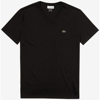 Lacoste Regular Fit T-Shirt schwarz mit V-Ausschnitt - M male Lacoste Regular Fit T-Shirt schwarz mit V-Ausschnitt - M male