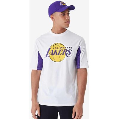 T-Shirt New Era NBA Mesh Panel OS Los Angeles Lakers short sleeve white. - S male T-Shirt New Era NBA Mesh Panel OS Los Angeles Lakers short sleeve white. - S male