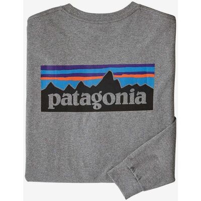 Patagonia P-6 Logo Langarmshirt hellgrau - S male Patagonia P-6 Logo Langarmshirt hellgrau - S male