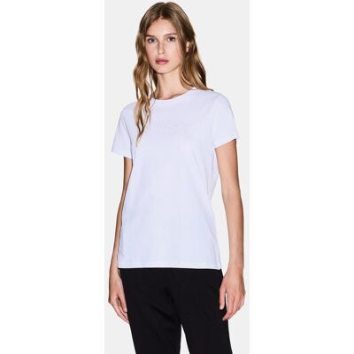 Armani Exchange Embroidered Logo Signature Damen T-Shirt weiß - M female Armani Exchange Embroidered Logo Signature Damen T-Shirt weiß - M female
