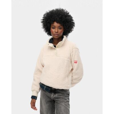 Superdry Super Soft Damen Fleecejacke weiß - XL female Superdry Super Soft Damen Fleecejacke weiß - XL female