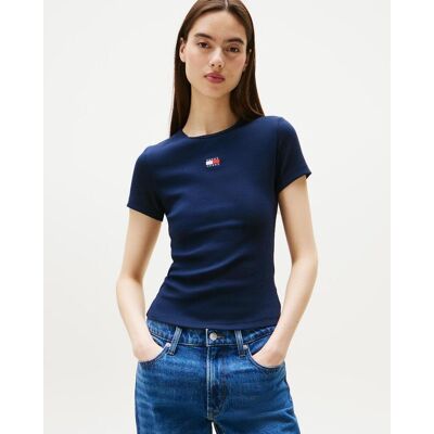 Tommy Hilfiger Tommy Jeans Slim Badge Damen T-Shirt kurzarm marineblau - M female Tommy Hilfiger Tommy Jeans Slim Badge Damen T-Shirt kurzarm marineblau - M female