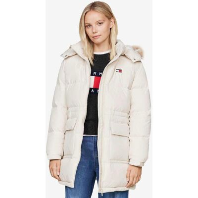 Tommy Hilfiger Tommy Jeans Midi Alaska Faux Jacke mit Kapuze weiß frau - L female Tommy Hilfiger Tommy Jeans Midi Alaska Faux Jacke mit Kapuze weiß frau - L female