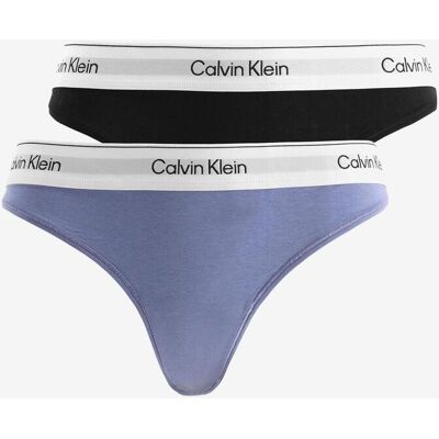 Calvin Klein Icon Cotton Modal Damen Tanga lavendelblau/schwarz (2er-Pack) - XS female Calvin Klein Icon Cotton Modal Damen Tanga lavendelblau/schwarz (2er-Pack) - XS female