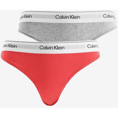 Calvin Klein Icon Cotton Modal Damen Tanga rot/grau (2er-Pack) - L female Calvin Klein Icon Cotton Modal Damen Tanga rot/grau (2er-Pack) - L female