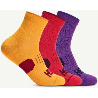 HOKA Quarter Run Socken orange/rot/violett (3er-Pack) - S unisex HOKA Quarter Run Socken orange/rot/violett (3er-Pack) - S unisex
