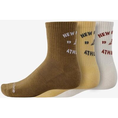 New Balance Graphics QTR Crew Socken braun/gelb/creme (3er-Pack) - M unisex New Balance Graphics QTR Crew Socken braun/gelb/creme (3er-Pack) - M unisex
