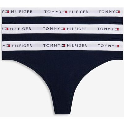 Tommy Hilfiger Thong Stripe Logo Tanga dunkelblau weiß (3 Stück) - S female Tommy Hilfiger Thong Stripe Logo Tanga dunkelblau weiß (3 Stück) - S female