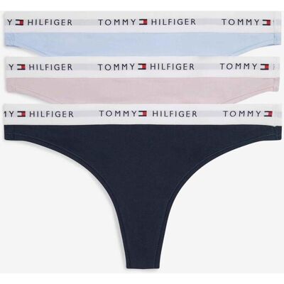 Tommy Hilfiger Thong Stripe Logo Damen Unterhose marineblau rosa weiß (3 Stück) - L female Tommy Hilfiger Thong Stripe Logo Damen Unterhose marineblau rosa weiß (3 Stück) - L female