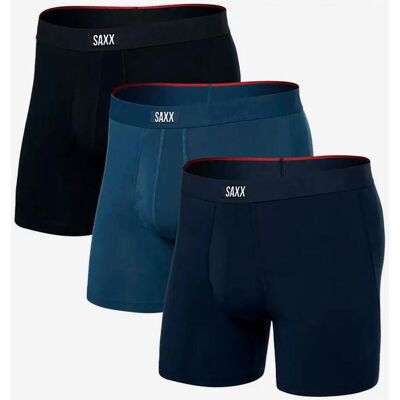SAXX Vibe XTRA Brief Fly Boxershorts blau/schwarz (3er-Pack) - S male SAXX Vibe XTRA Brief Fly Boxershorts blau/schwarz (3er-Pack) - S male