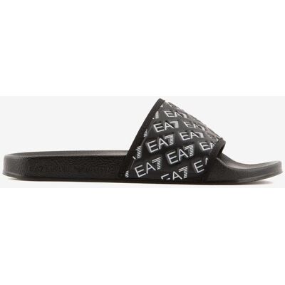 EA7 Beachwear Monogram Slides Badesandalen pechschwarz/weiß - 38 unisex EA7 Beachwear Monogram Slides Badesandalen pechschwarz/weiß - 38 unisex